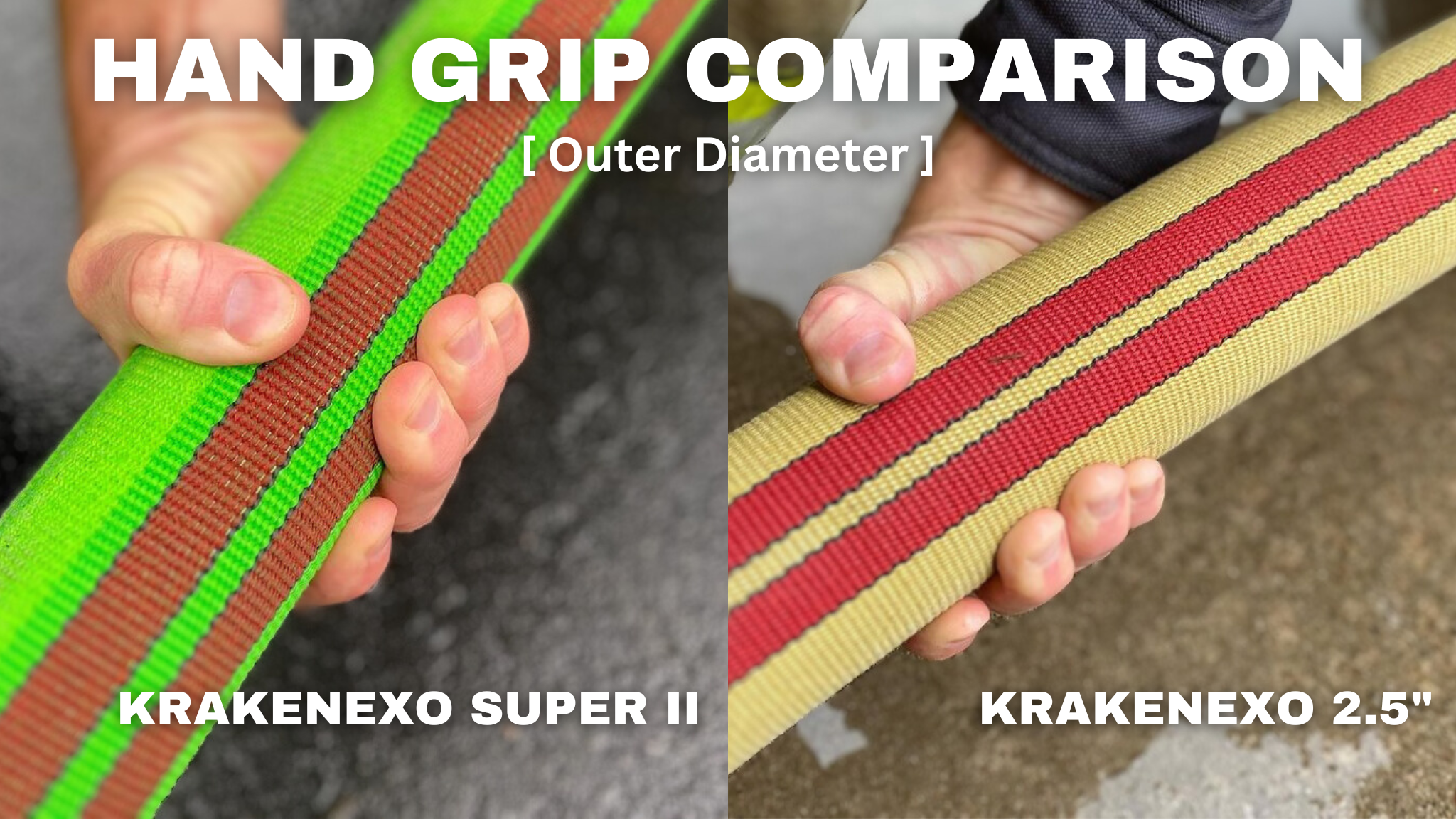 Hand Grip Comparisons of KrakenEXO SUPER II fire hose vs KrakenEXO 2.5 fire hose.