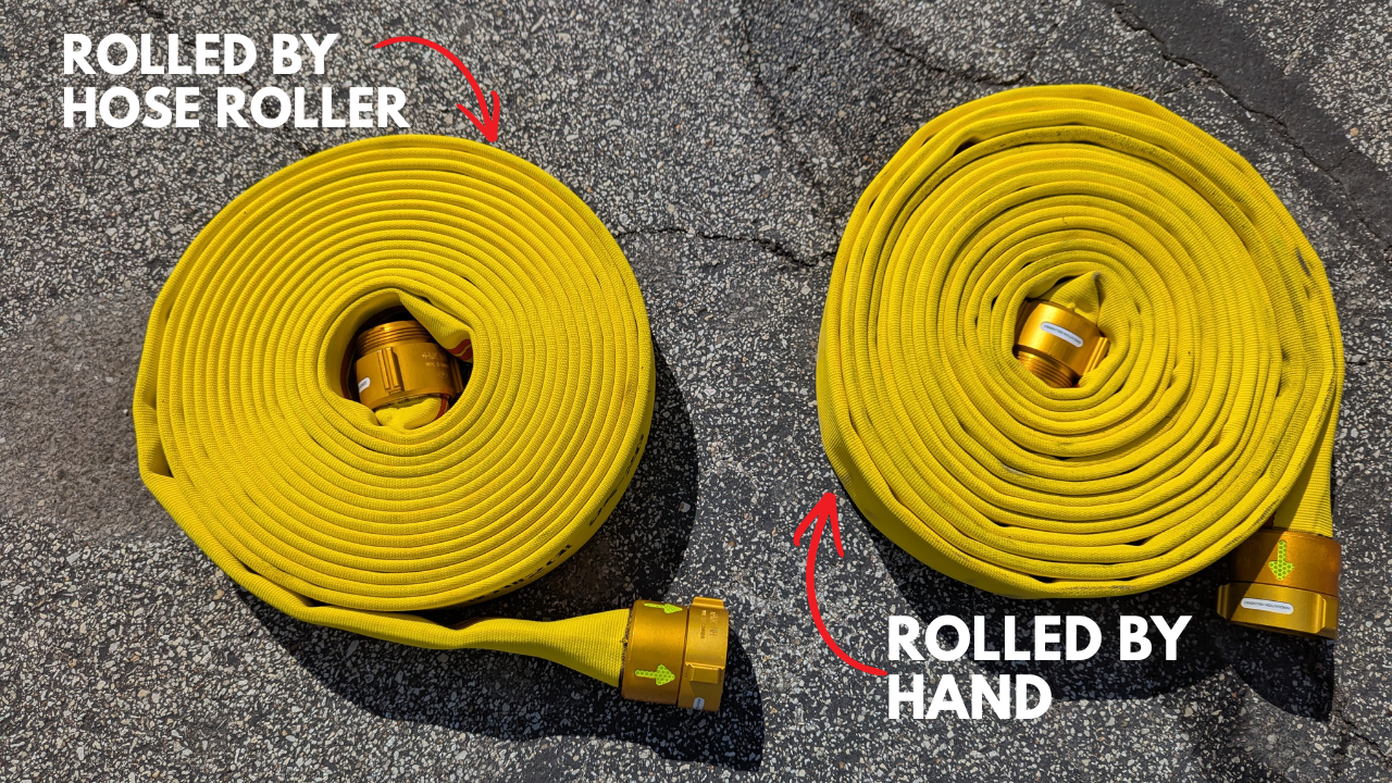 Hose Rolled by Hose Roller Versus Hose Rolled by Hand